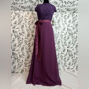 Elegant Purple Lace Evening Gown Prom wedding Guest Sz M 10 NWT Bridesmaid #6